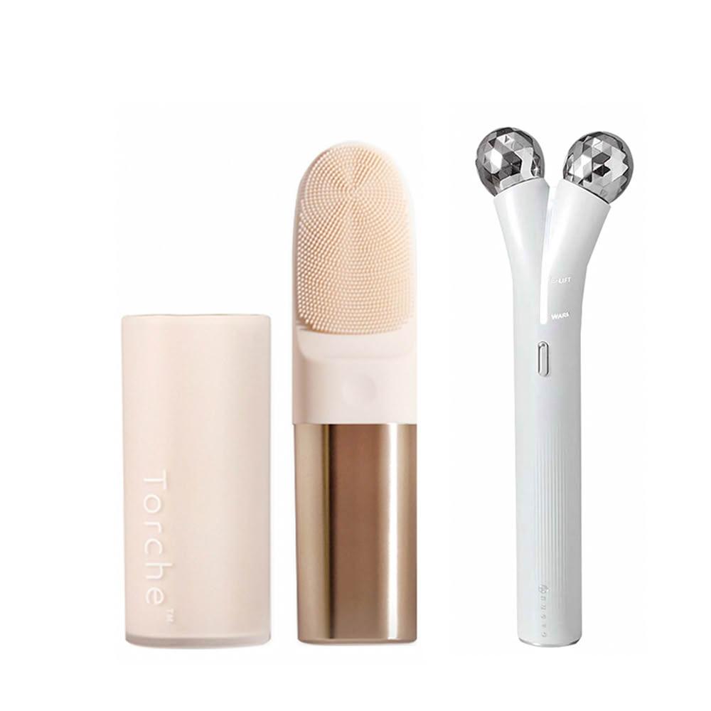 【NUEVA】NUEVA Torche™ 超溫感 三效音波洗臉儀+NUEVA Volta™ 繃繃棒 6D 超微電溫感緊緻儀 白/黑