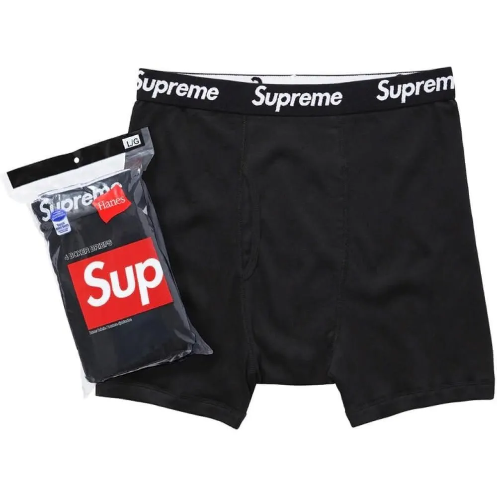 国内正規 新品未使用 Supreme / Hanes Boxer Briefs black white セット 各一枚 黒白 ショッパー ステッカー付属 ボクサー ブリーフ パンツ Supreme × Hanes ボクサーパンツ 白＆黒 M 新品 2枚 匿名配送 未使用