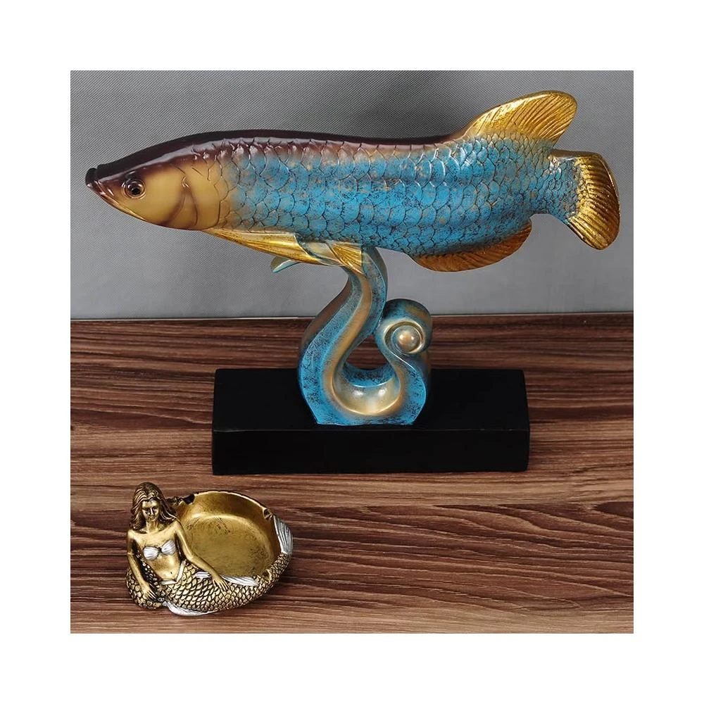 家飾品陶磁器招財魚置物