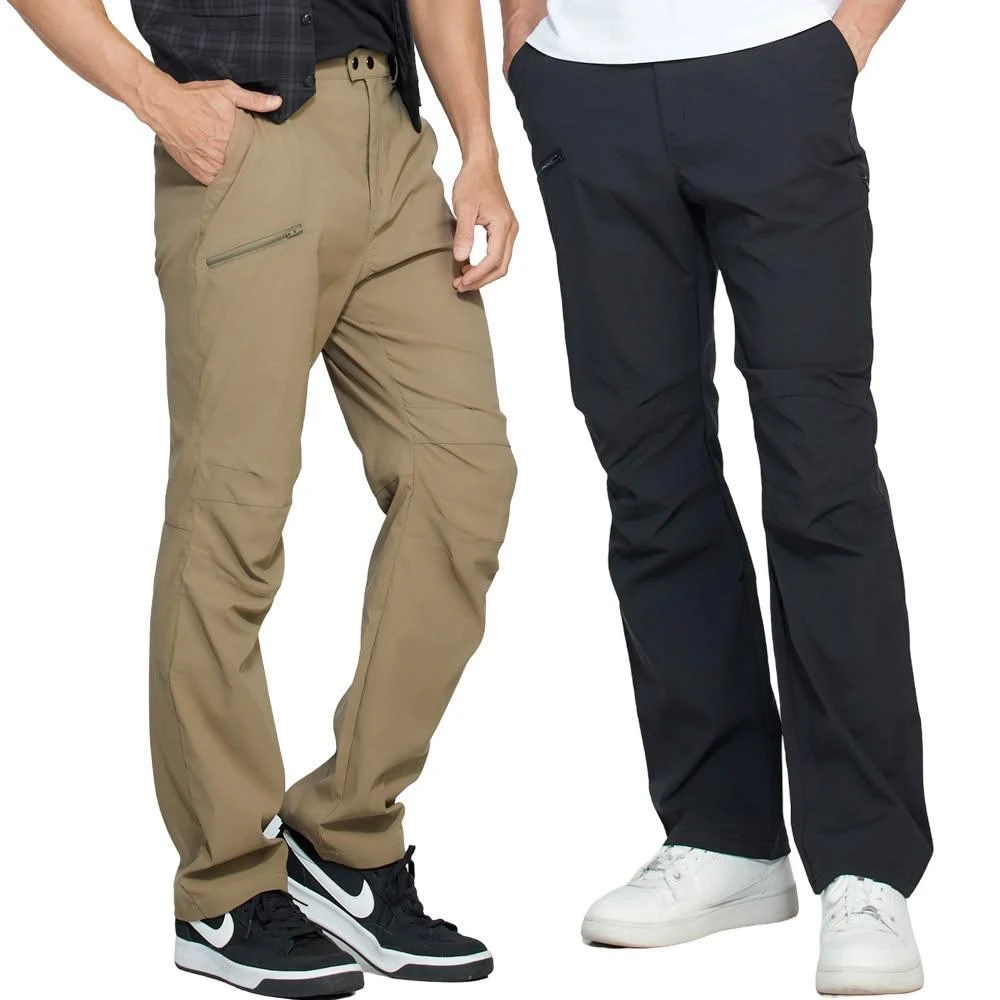 【戶外趣】男款雙鉚釘高效透氣多口袋防潑水防曬長褲 ( HPM020 黑色/烏金鍺 )