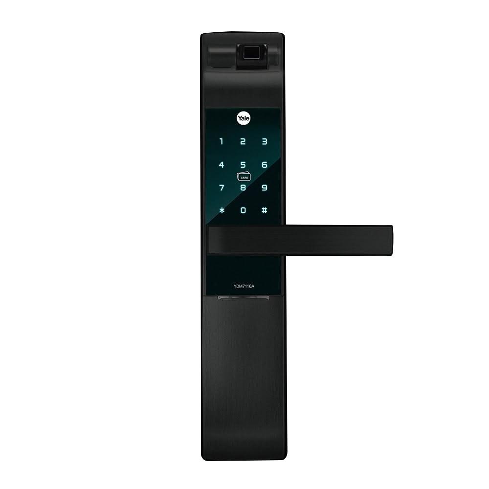 【Yale 耶魯】Yale YDM7116A指紋卡片五合一電子鎖-消光黑/玫瑰金(含基本安裝)