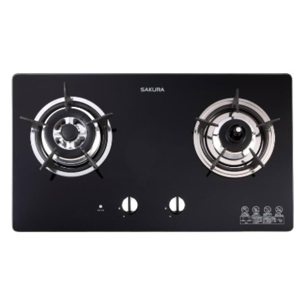 【SAKURA 櫻花】G2820G 二口防乾燒節能檯面爐 (含標準安裝) G-2820G｜檯面爐｜雙環火｜黑玻白玻｜