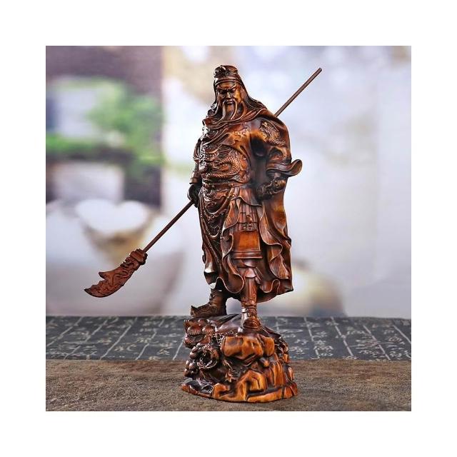 黄楊木彫 関公武財神像 工芸品 置物 黄楊木彫 関公武財神像 工芸品 置物