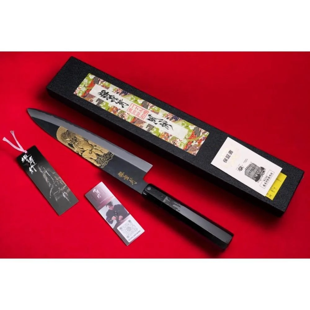堺孝行🔪風神白二鋼(會銹) 黑打彫金和牛刀24cm 黑檀八角柄⭕️可刷卡