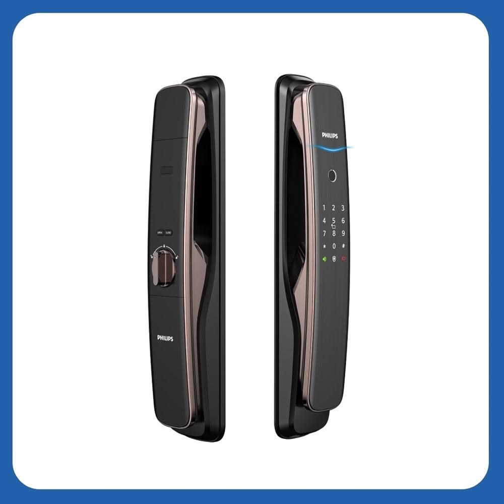 【Philips 飛利浦】702E 五合一推拉式聯網智能門鎖/電子鎖(指紋│卡片│密碼│鑰匙│WiFi/含安裝)