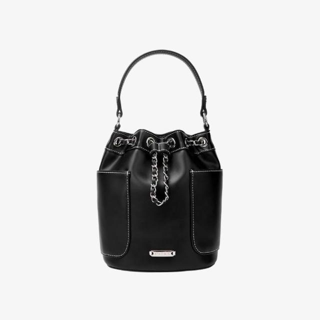 送料込☆S'AIME☆牛仔ping接錬條水桶包☆デニム風2wayショルダ 送料込☆S'AIME☆牛仔ping接錬條水桶包☆デニム風2wayショルダ