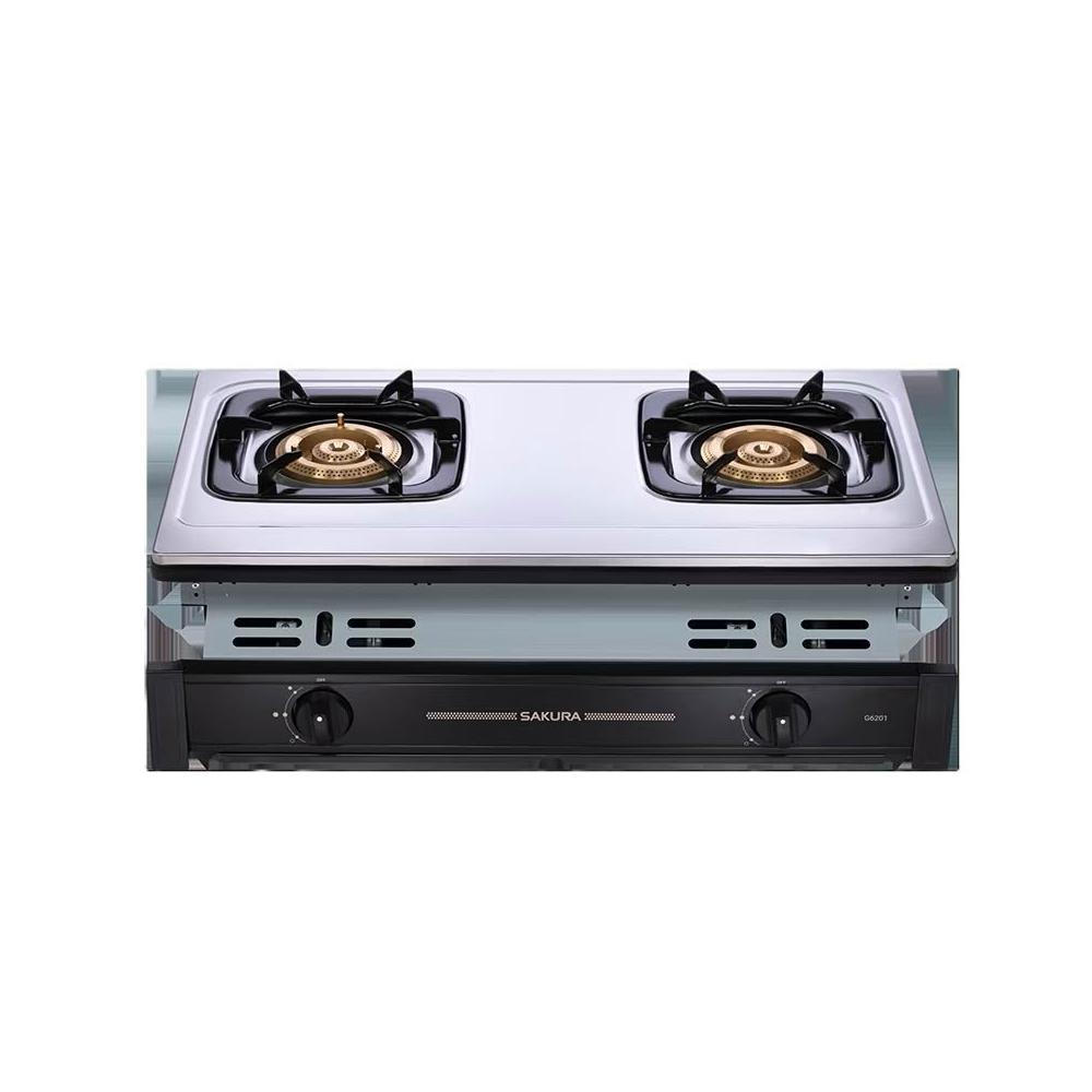 【SAKURA 櫻花】G6201S 二口節能安全嵌入爐 (含標準安裝) G-6201S｜嵌入爐｜銅鋁爐頭｜一級能效｜雙環大火力｜崁入爐｜