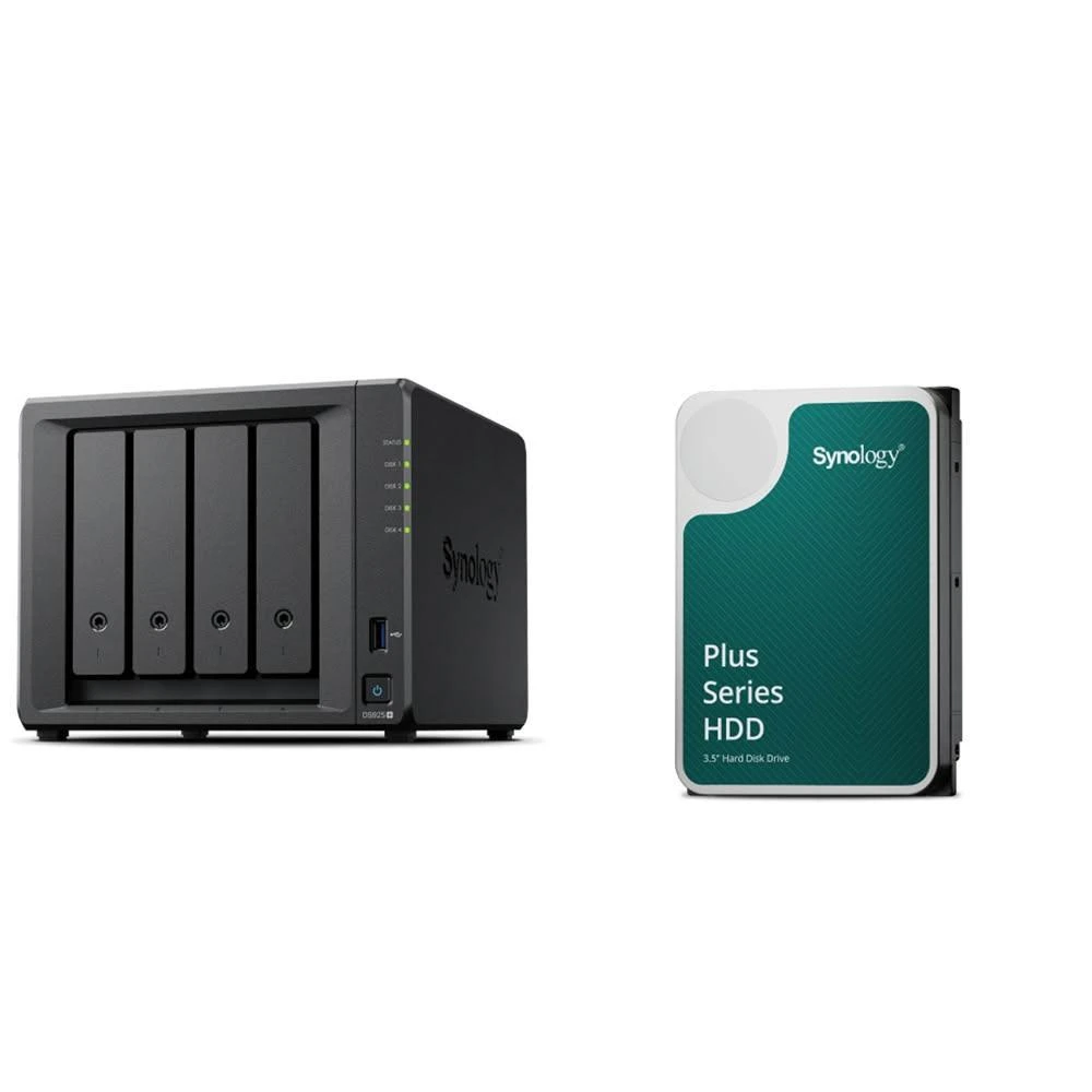【Synology 群暉科技】〈自MO價〉DS925+ 4Bay NAS+Synology HAT3300 PLUS 4TB NAS硬碟(X2)