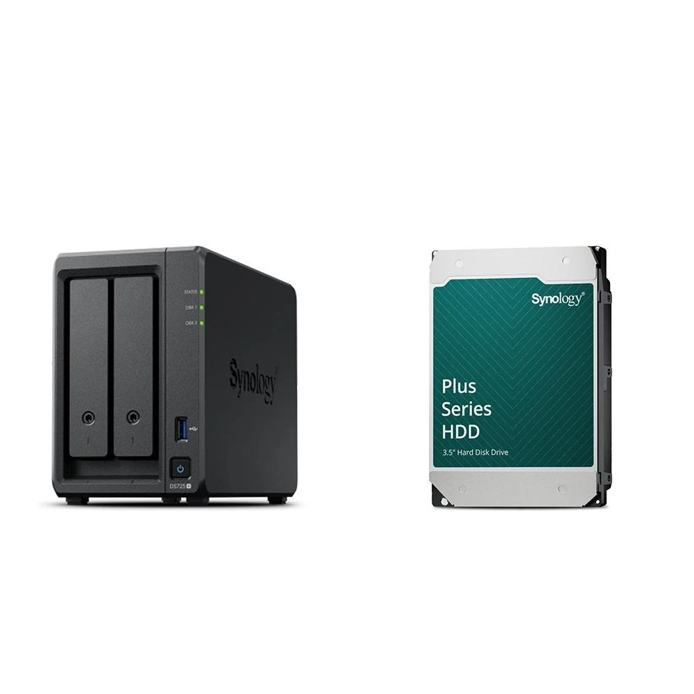 【Synology 群暉科技】〈自MO價〉DS725+ 網路儲存伺服器+HAT3310 PLUS 12TB NAS硬碟(X2)