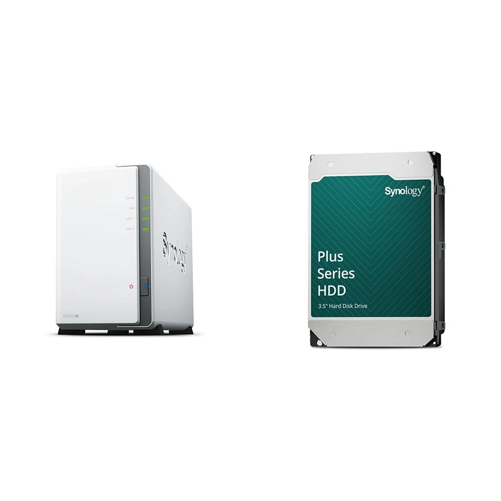【Synology 群暉科技】〈自MO價〉 DS223j 2Bay NAS+Synology HAT3310 PLUS 16TB NAS硬碟(X2)