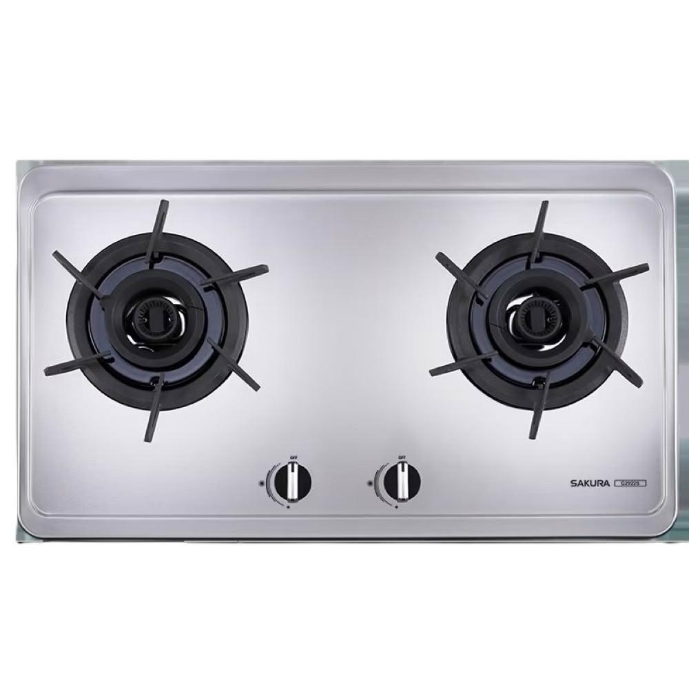 【SAKURA 櫻花】G2922S 雙炫火二口不銹鋼檯面爐 (含標準安裝) G-2922S｜檯面爐｜雙炫火｜雙環火｜一級能效｜瓦斯爐｜