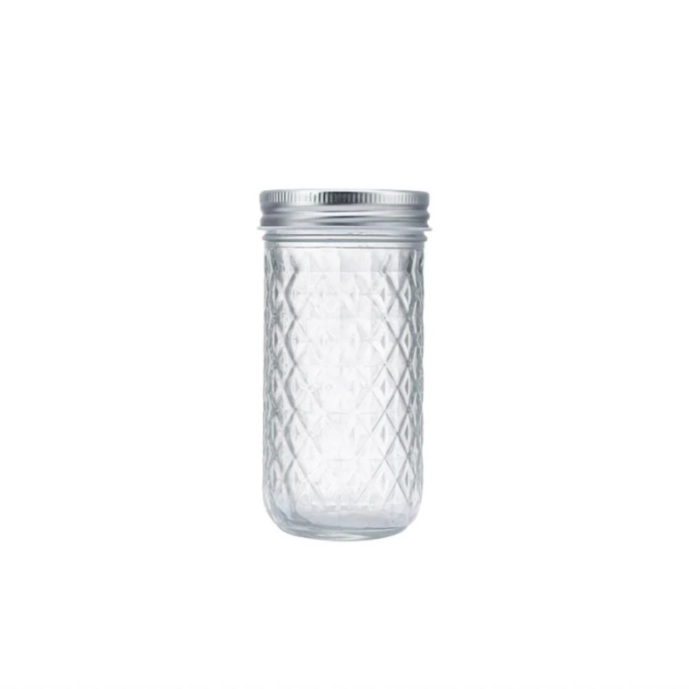 Wildjar Mason 梅森罐 12oz/360ml 窄口晶鑽菱格罐 玻璃瓶/梅森瓶/咖啡杯/密封罐/飲料杯