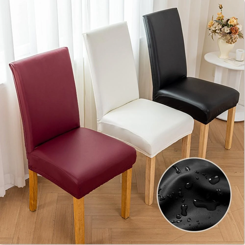 防水直背皮革椅套 防滑防污 皮革椅墊套可拆洗 PU椅墊套 餐椅椅套  防油椅墊 椅套 辦公椅套 椅墊保護套