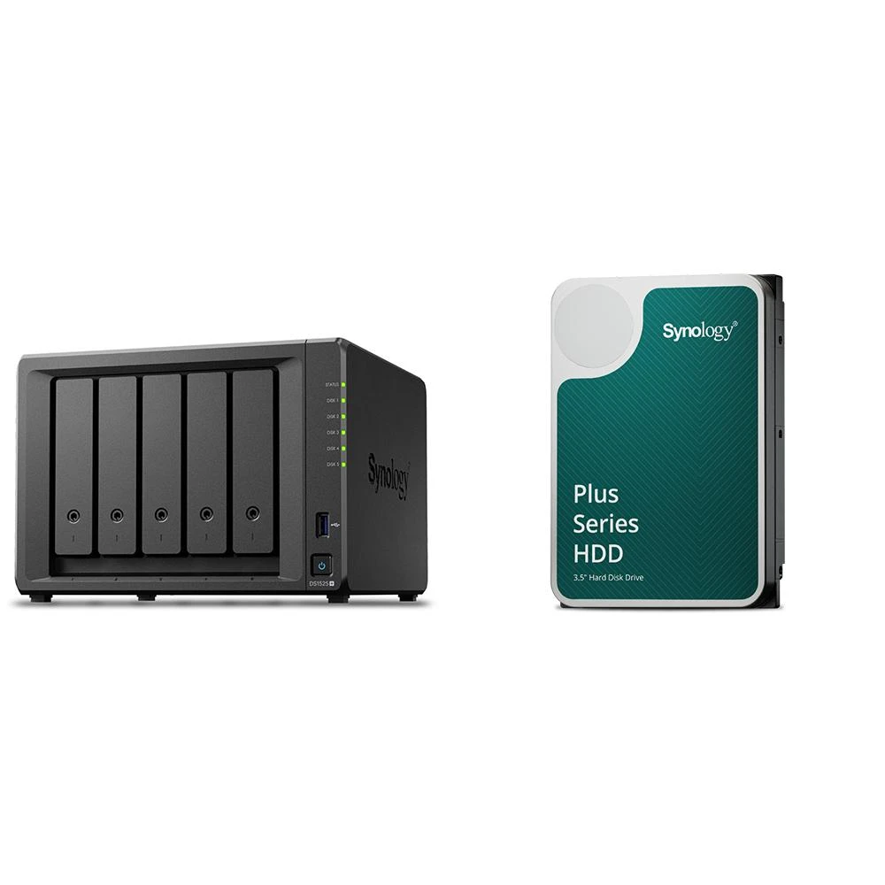 【Synology 群暉科技】〈自MO價〉DS1525+ 5Bay NAS+HAT3300 PLUS 6TB NAS硬碟(X2)