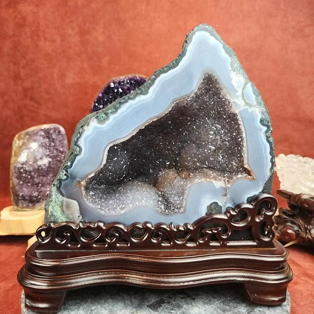0606169  天然瑪瑙水晶共生月型 🔮異象共生水晶洞,藍夜水晶- momo購物網- 好評推薦-2026年5月