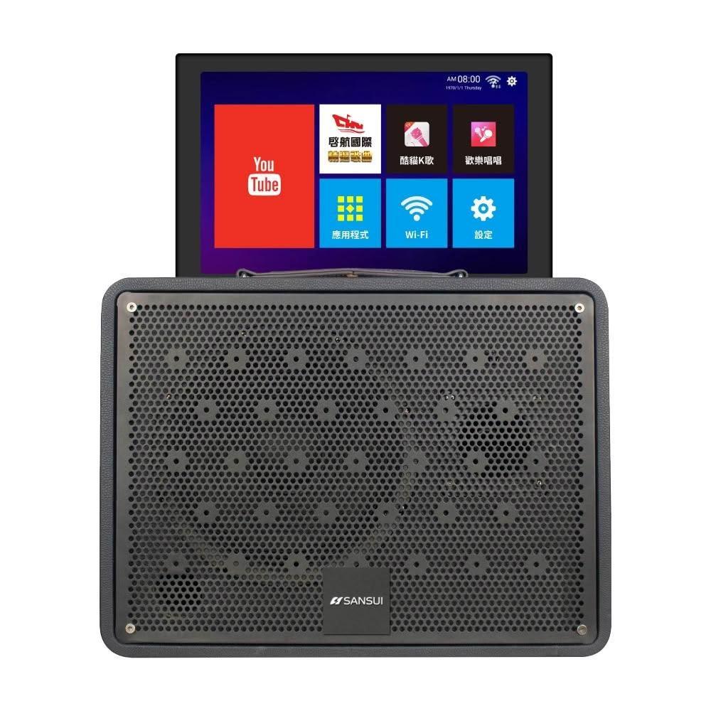【SANSUI 山水】全新福利品 14.1吋安卓觸控可旋轉螢幕卡拉OK 行動KTV 人聲消除 電視同步 K-DVD300 送K歌軟體