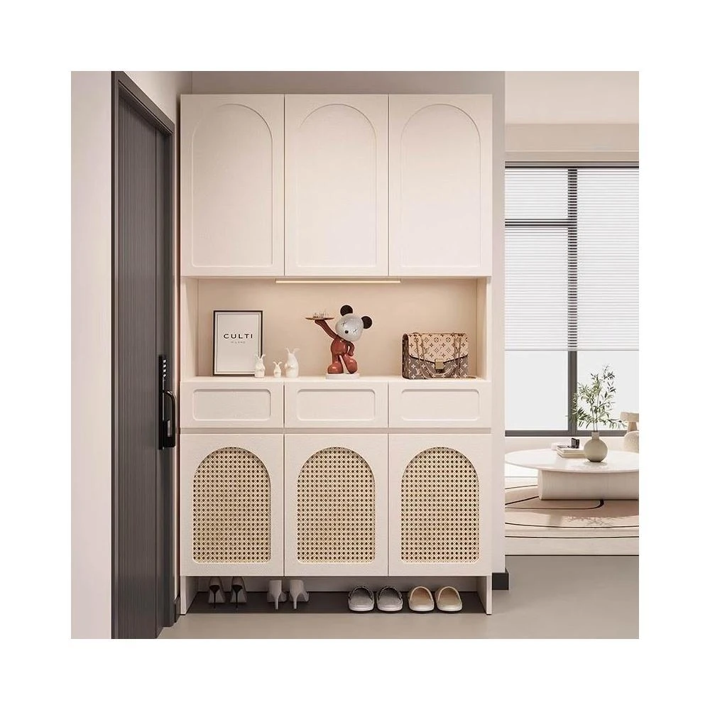 門口藤編鞋櫃儲物櫃一體入戶門靠牆高款門廳收納櫃