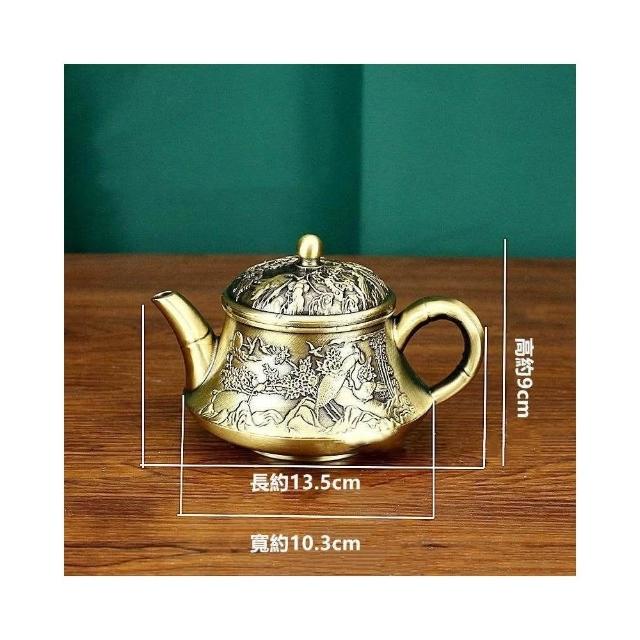黃銅壽星老茶壺八仙小茶壺辦公室茶藝純銅喜鵲小茶壺擺件工藝品