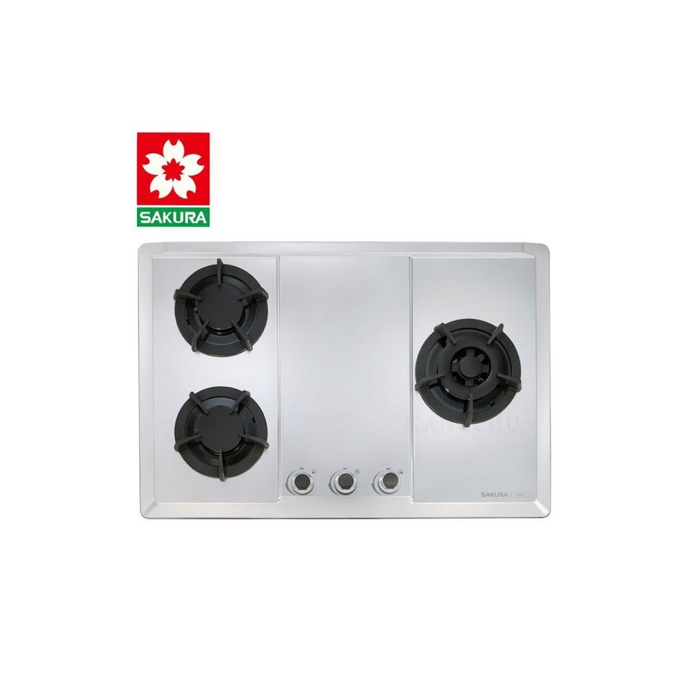 【SAKURA 櫻花】G2633S G-2633S 白鐵材質 三口大面板珍珠壓紋檯面爐 2633
