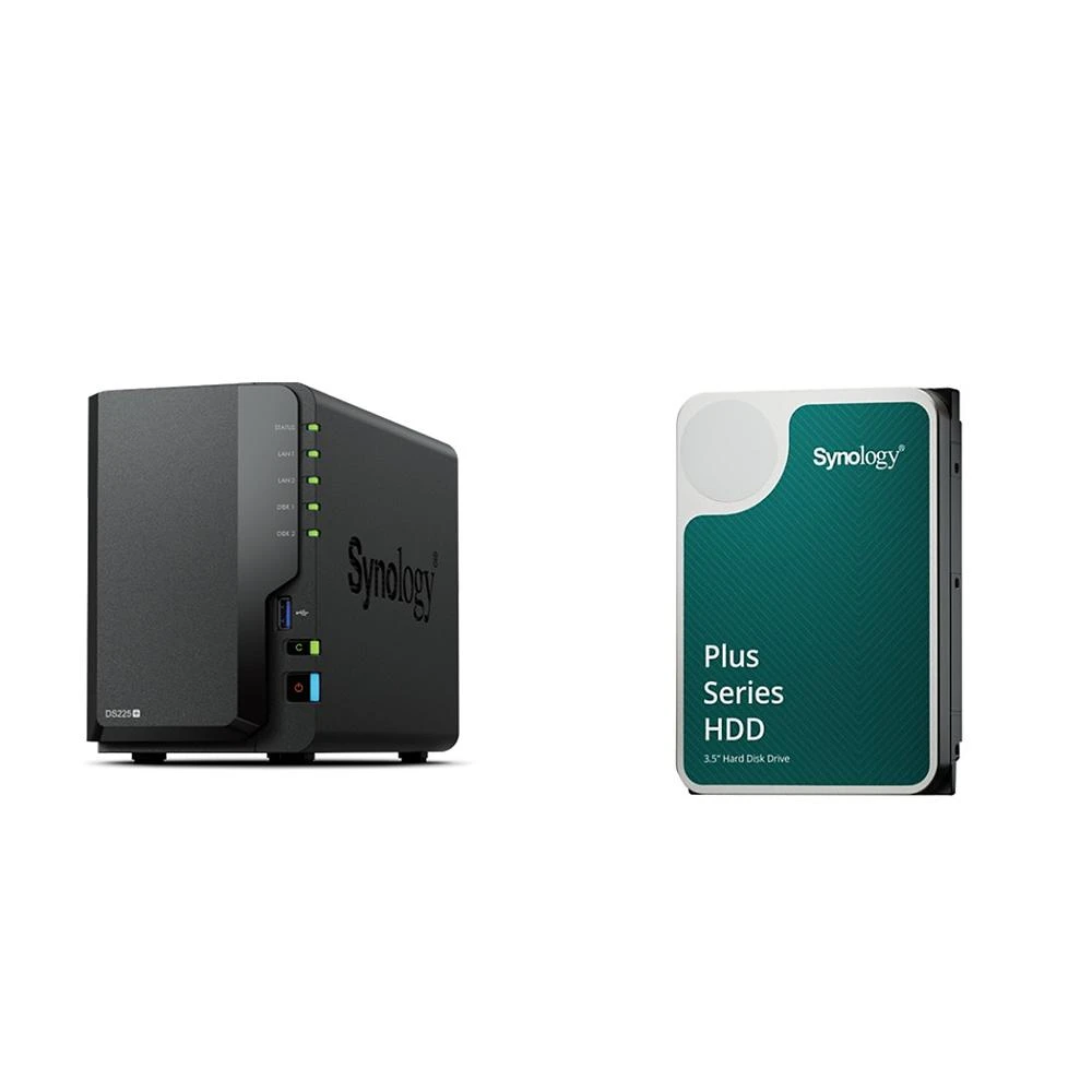 【Synology 群暉科技】〈自MO價〉DS225+ 網路儲存伺服器+HAT3300 PLUS 4TB NAS硬碟(X2)