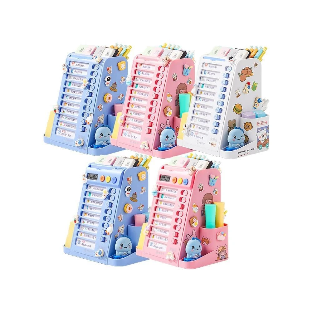 貓太子二合一自律旋轉筆桶 筆筒 自律打卡器 多功能收納盒 大容量 收納盒 文具收納 大容量筆筒 文具