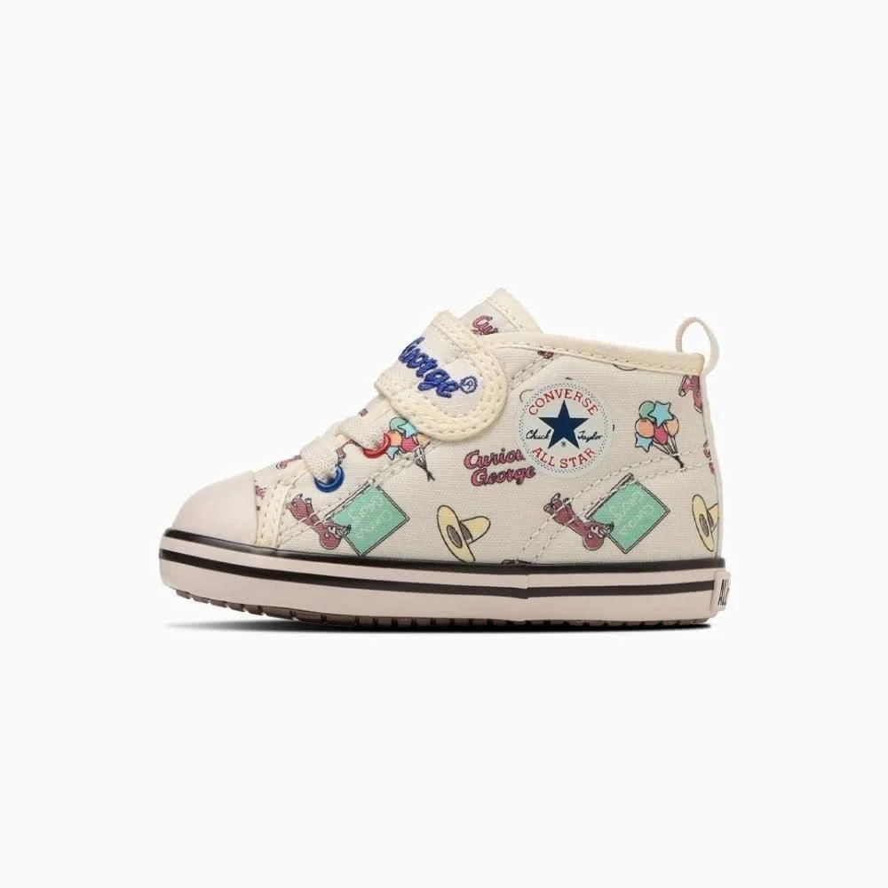 【CONVERSE】預購 日本限定 Converse BABY OSARUNOGEORGE 童鞋 小童12-15 好奇猴喬治 米白