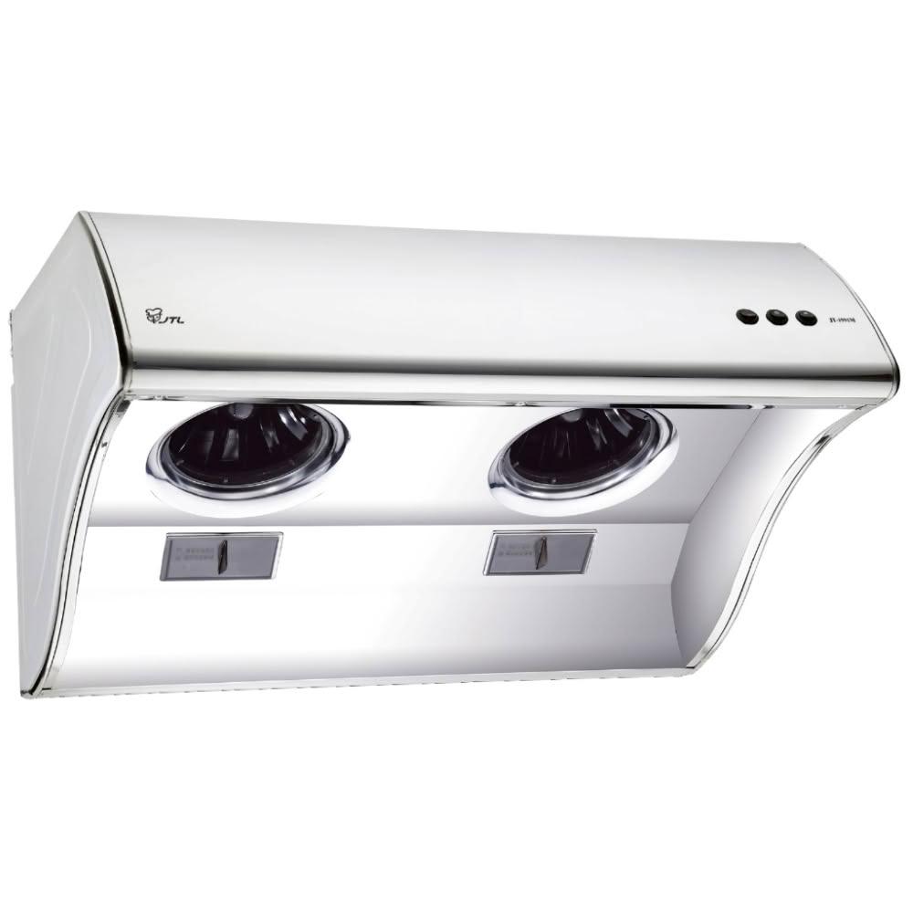【喜特麗】JT-1991L 斜背式排油煙機 (含基本安裝)｜90公分｜煙罩加深｜雙渦輪馬達｜38公分背板｜