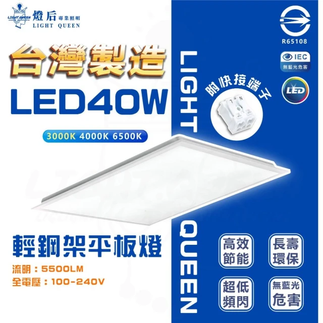 [ 台灣製造 ]40w 4000lm LED平板燈 辦公室照明 輕鋼架 無藍光 保固兩年 燈后