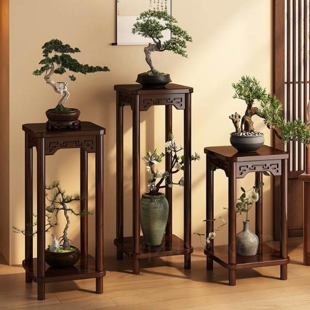 高腳置物架陽台植物花台室內擺放架實木植物架小型花盆盆景托架實木花台