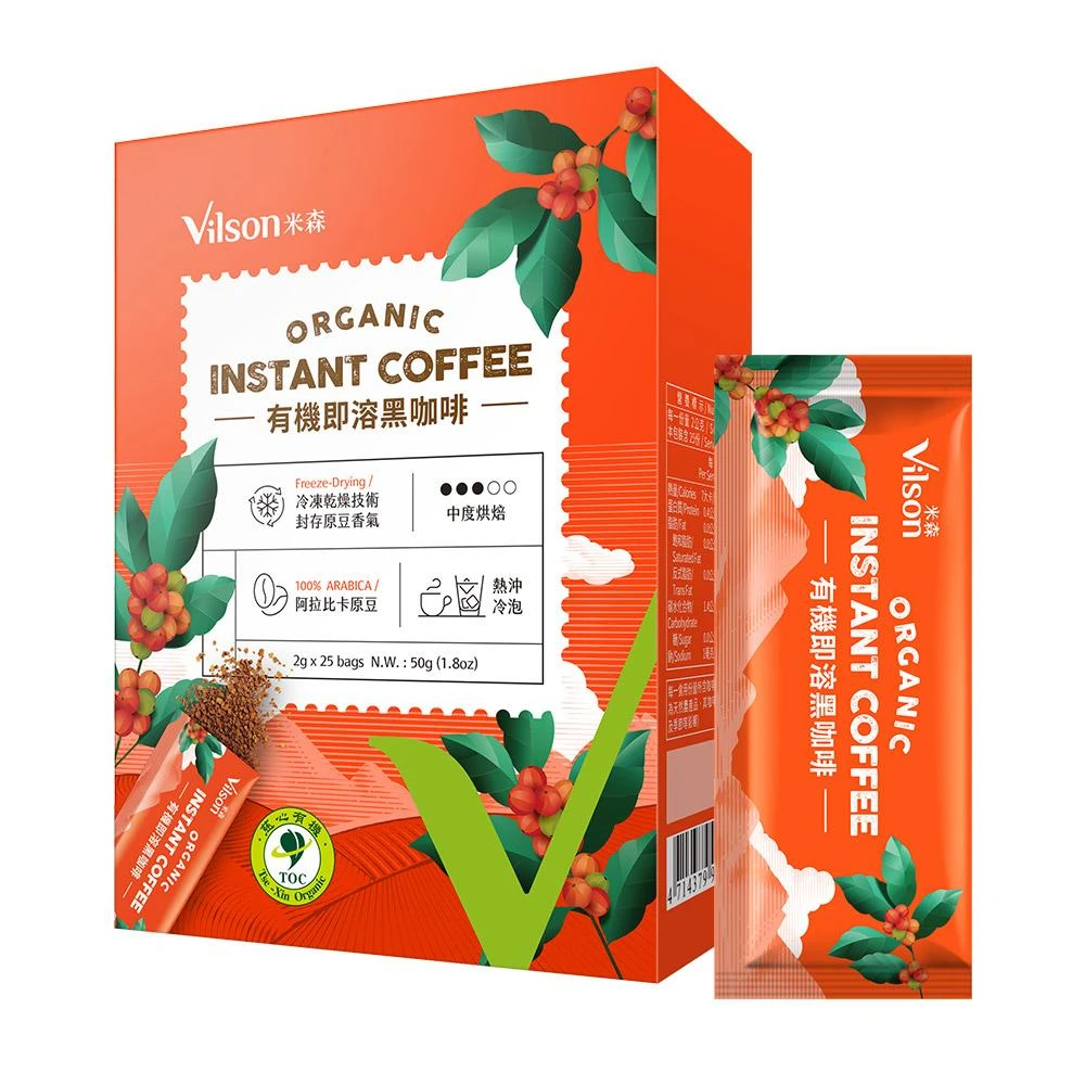 【Vilson 米森】有機即溶黑咖啡(2gx25包/盒)CYC
