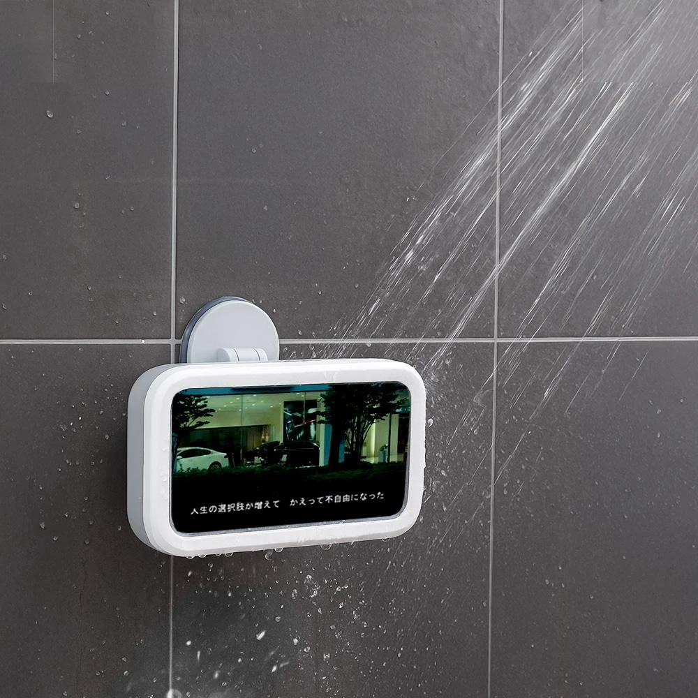 【上手家居】360°浴室吸盤手機架(浴室手機架/防水手機架/手機防水盒/廁所手機架)