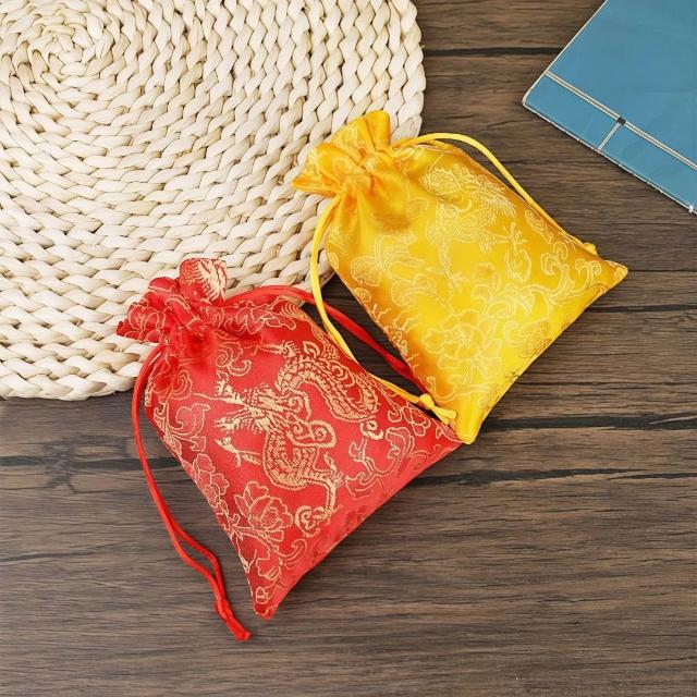 龍紋飾品收納袋 小布袋錦囊袋 復古中國風刺繡珠寶首飾抽繩束口袋