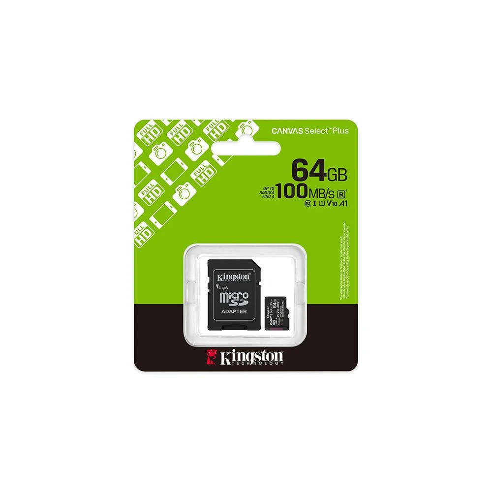 【Kingston 金士頓】SDCS3 64GB 100MB Canvas Select Plus micro SDXC 記憶卡 含SD轉卡