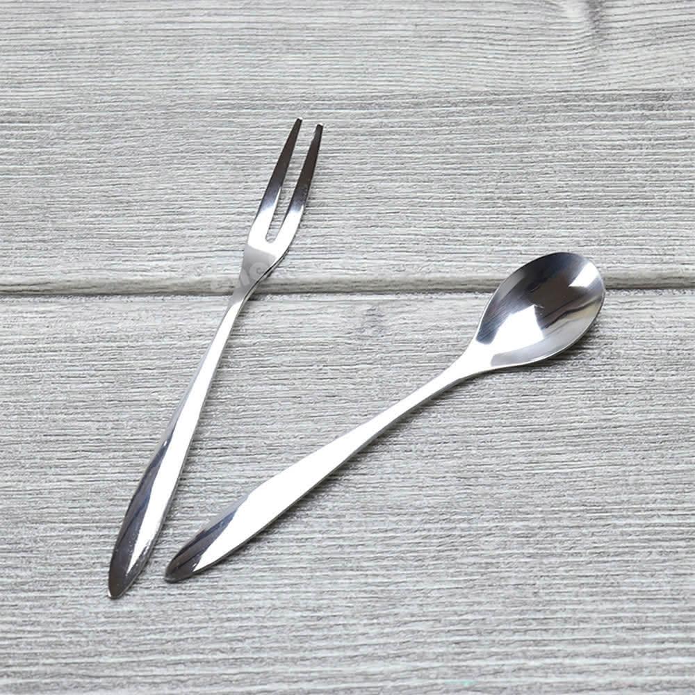 王樣素面不銹鋼水果叉咖啡匙(甜點匙蛋糕匙)