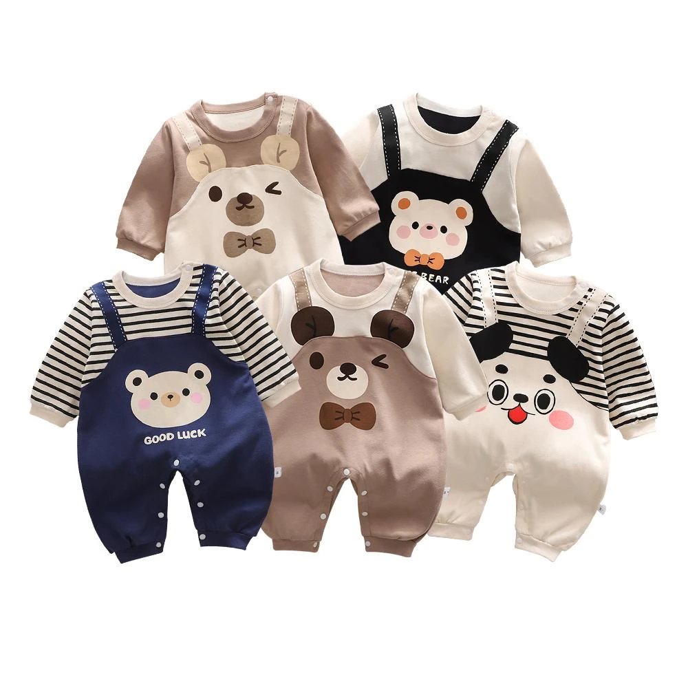 【JoyBaby】寶寶長袖包屁衣 假兩件連身衣(新生兒爬服 秋冬童裝)