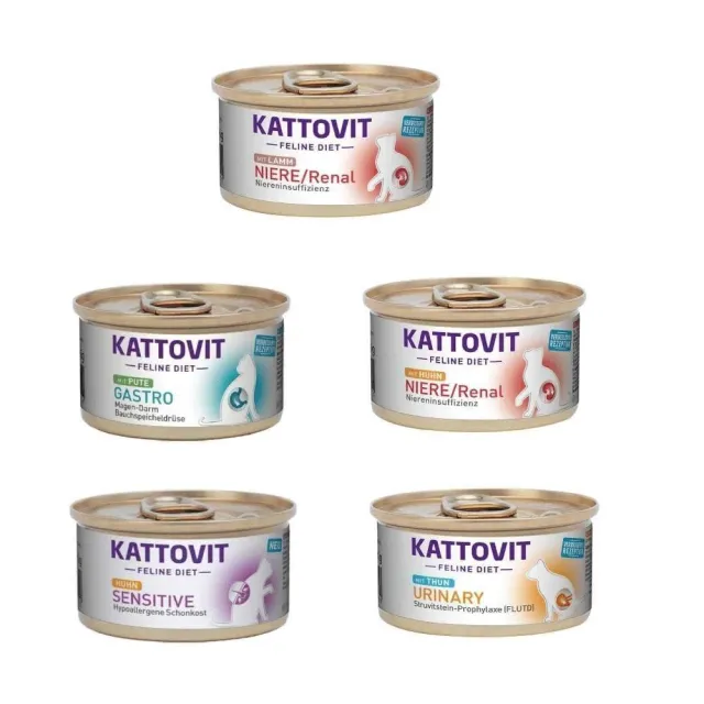 【Kattovit 康特維】貓咪天然處方罐85g*12入(腸胃保健 泌尿保健 腎臟保健)