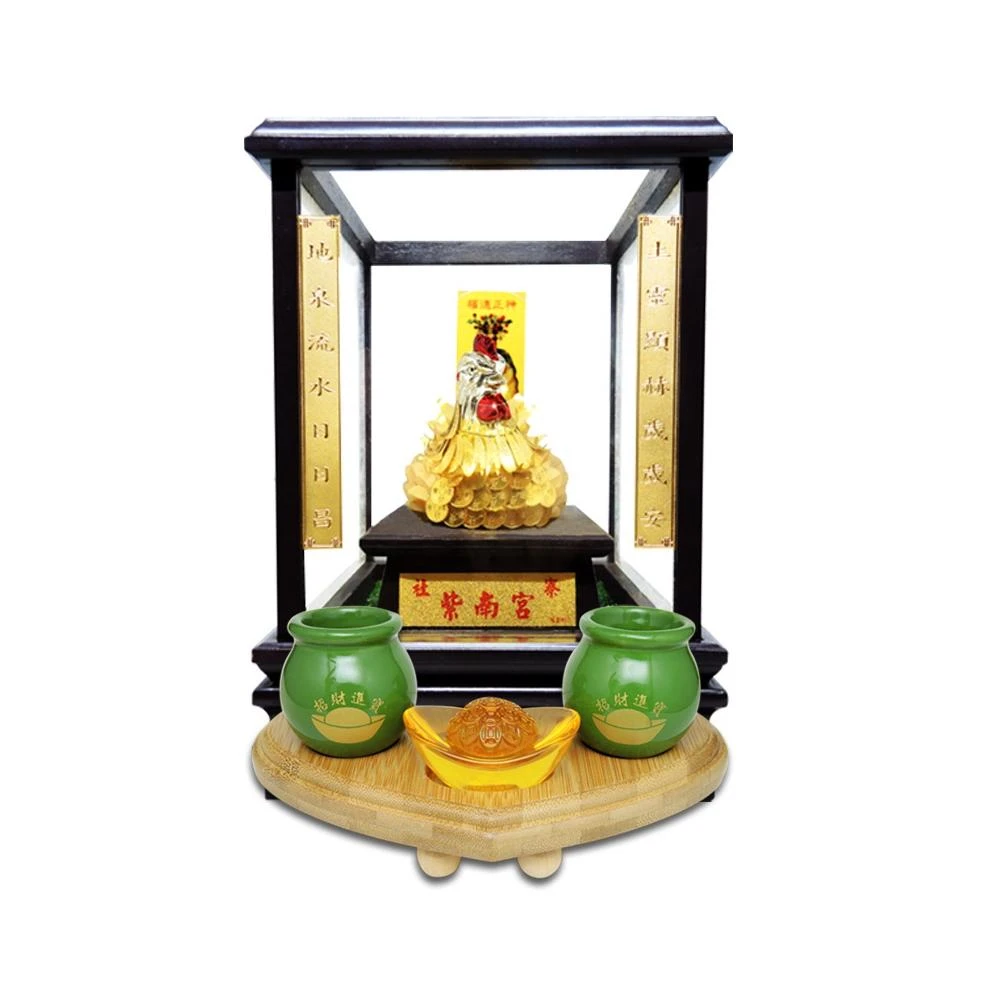 【吉祥開運坊】供養貔貅 神獸 金雞專用杯【供奉紫南宮金雞 供奉貔貅 專用陶瓷供杯 供杯2個 含孟宗竹底座 特贈元寶】