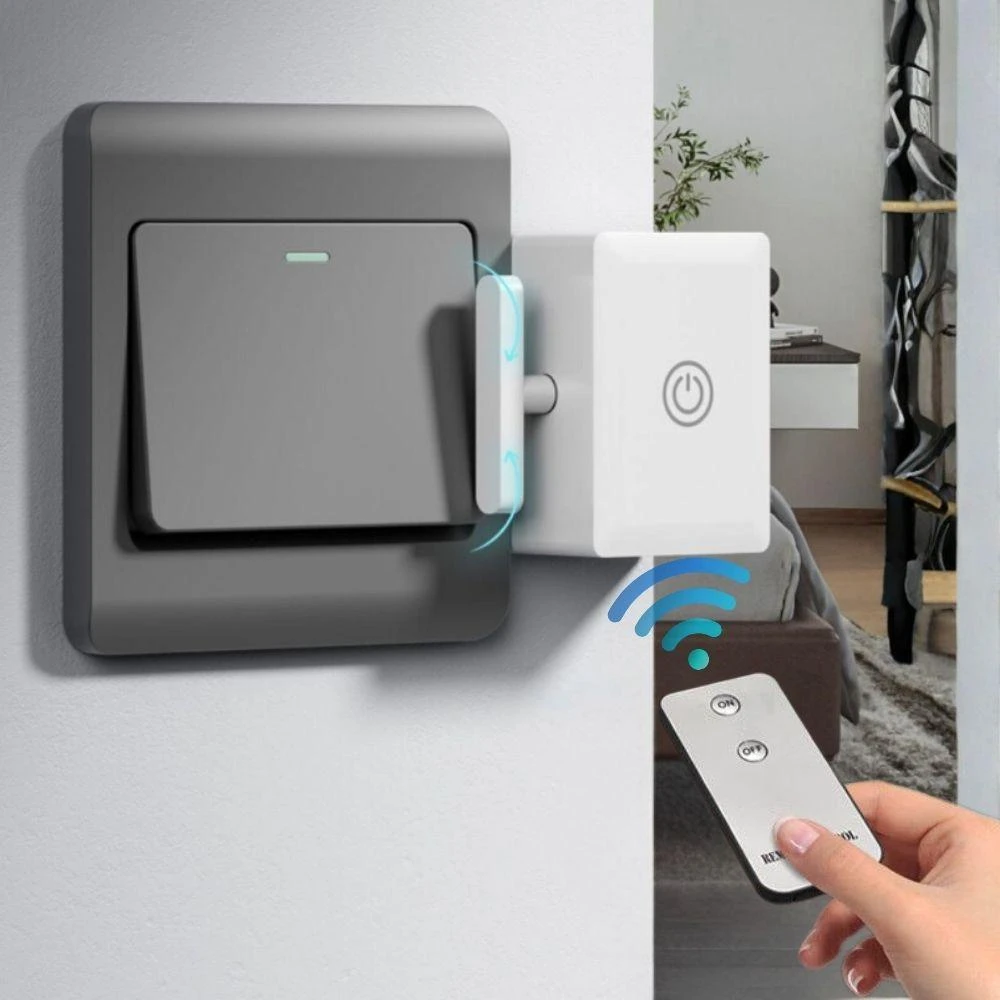 懶人關燈神器 智能開關 免起身 機械關燈手臂(遙控器+接收器 一黏即用 自動關燈 智能關燈 遙控開關)
