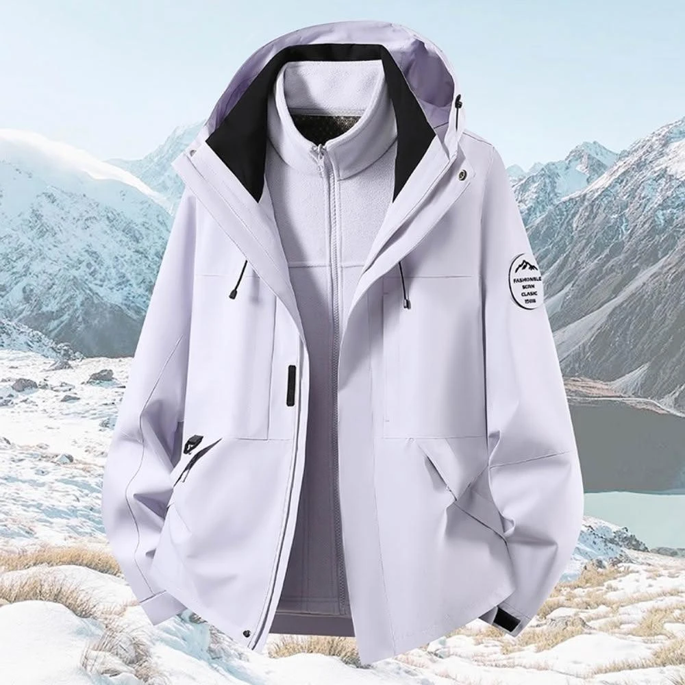 三合一衝鋒外套男女款防風防水保暖外套大尺碼防寒鋪棉滑雪外套情侶兩件式衝鋒衣連帽休閒運動風衣夾克外套防潑水戶外機能登山服