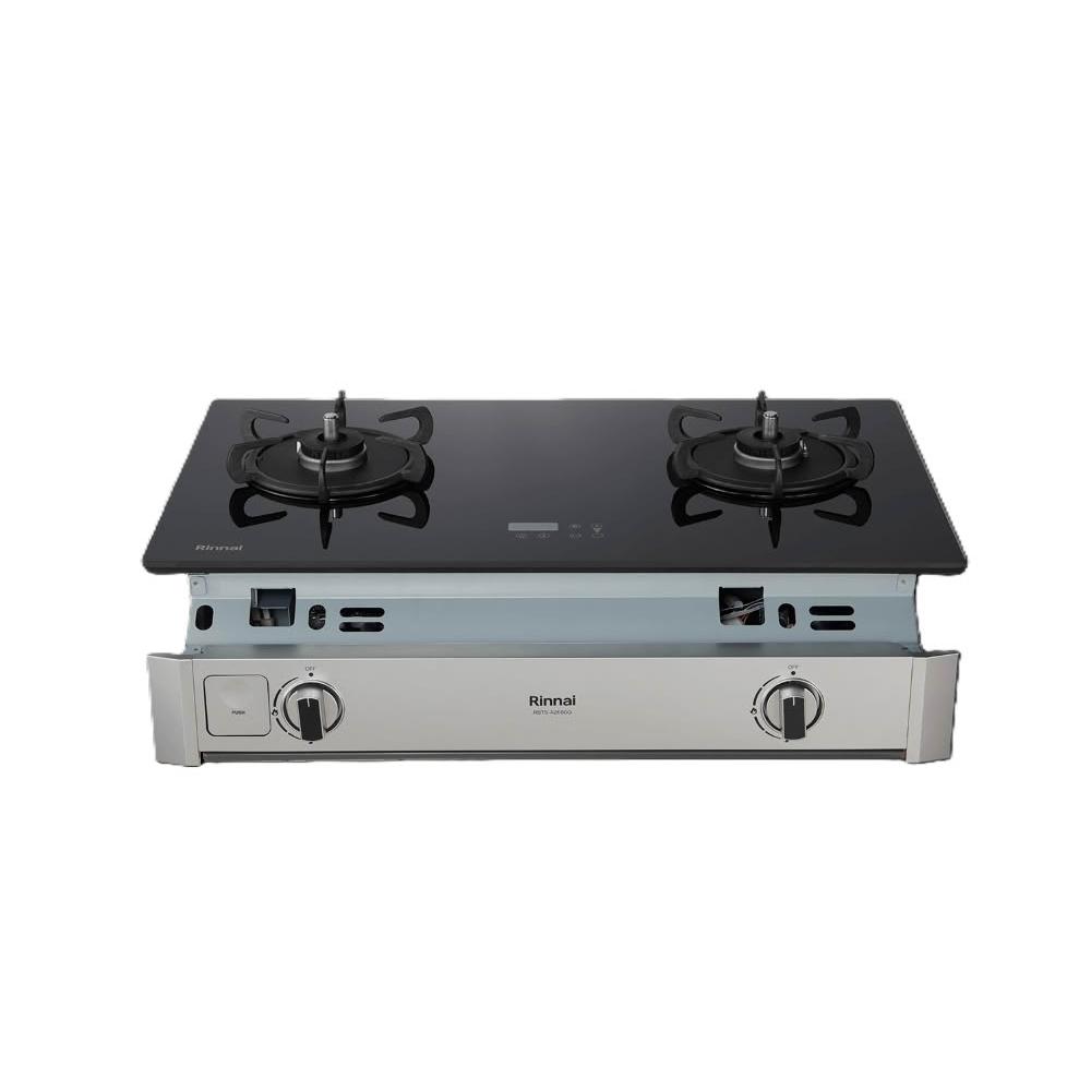 【林內】RBTS-A2660G(B) 嵌入式緻溫玻璃雙口爐 (含基本安裝)｜緻溫系列｜嵌入爐｜定時定溫｜一級能效｜瓦斯爐｜