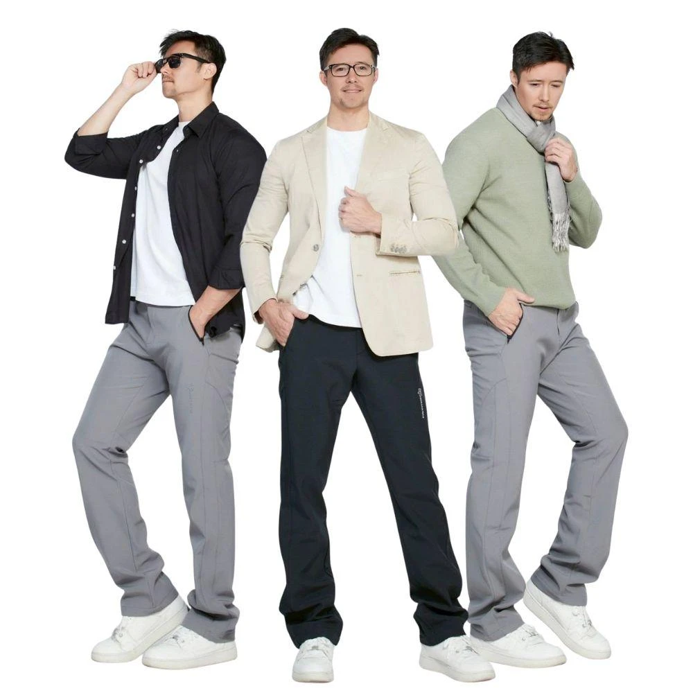 【戶外趣】男款石墨烯防水厚磅循環禦寒高機能紳士褲 ( HMP019 銀河灰/黑色 )