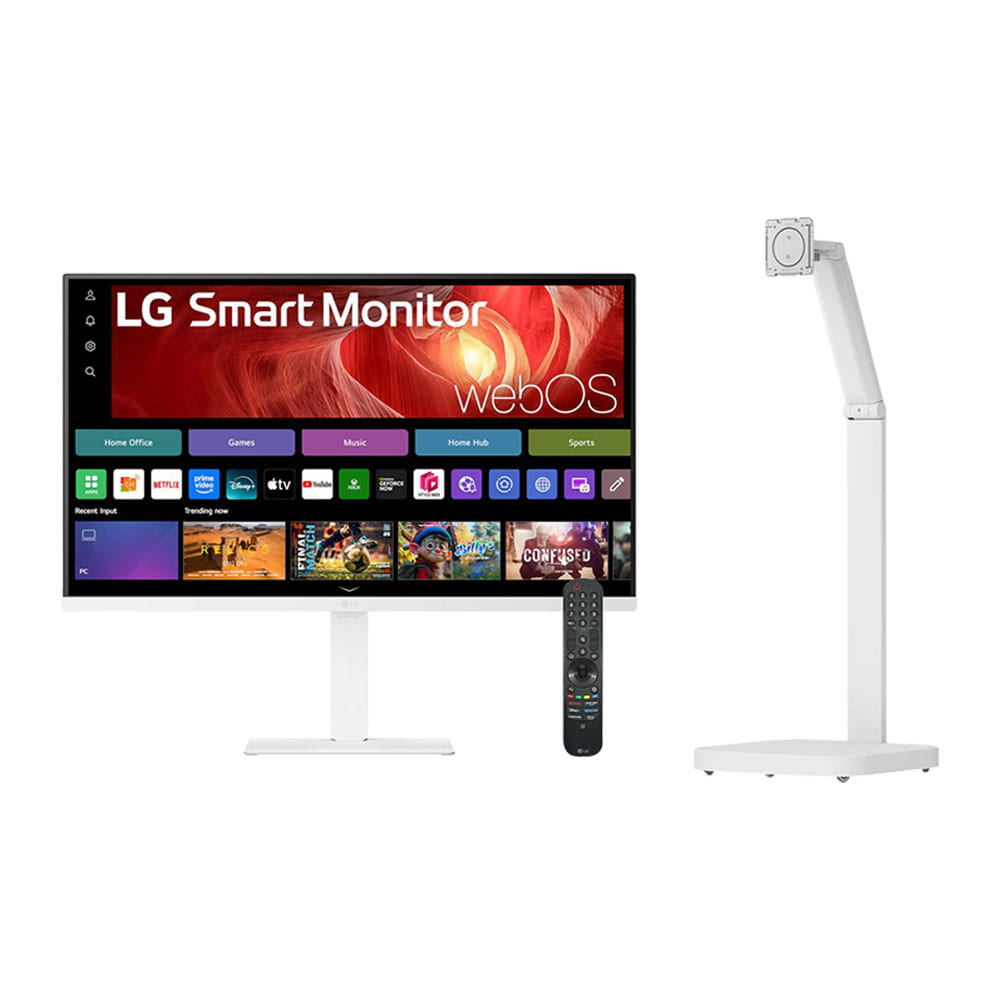 【LG 樂金】32U720SA-W Smart Monitor 斜槓機 DUO 智慧聯網螢幕+移動式支架組合(32型/4K/VA)