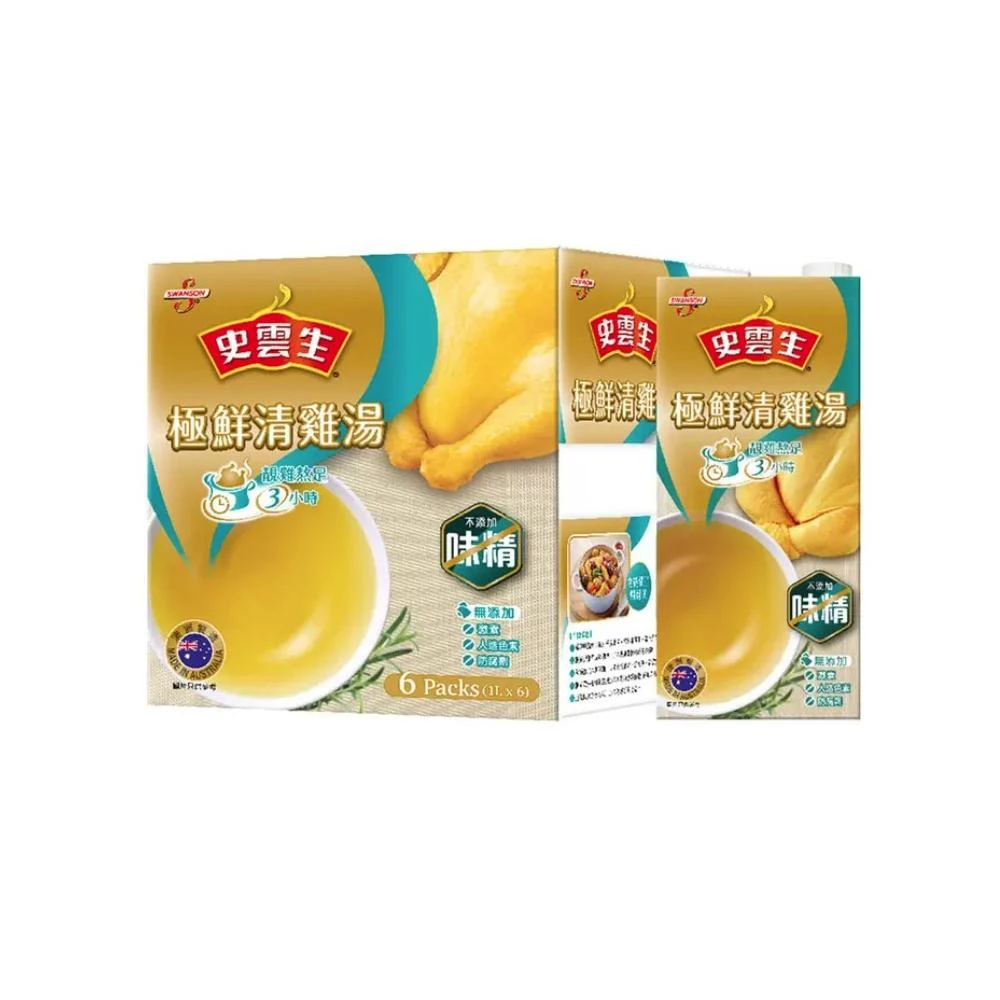 史雲生 清雞湯1公升 X 6入#993145-無添加味精、防腐劑及人工香料