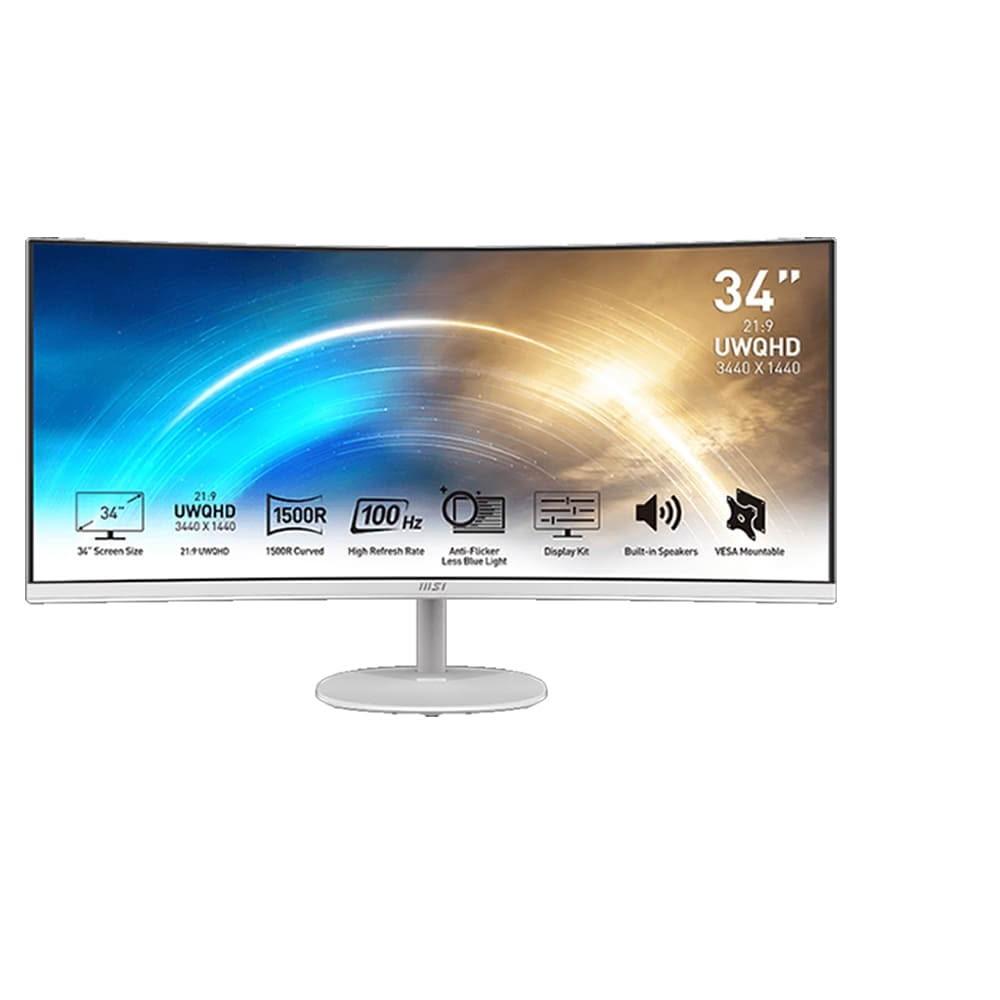 【MSI 微星】PRO MP341CQW 曲面螢幕 電腦螢幕(34吋 VA 100Hz 內建喇叭 LCD 電競螢幕 護眼螢幕 支援壁掛)