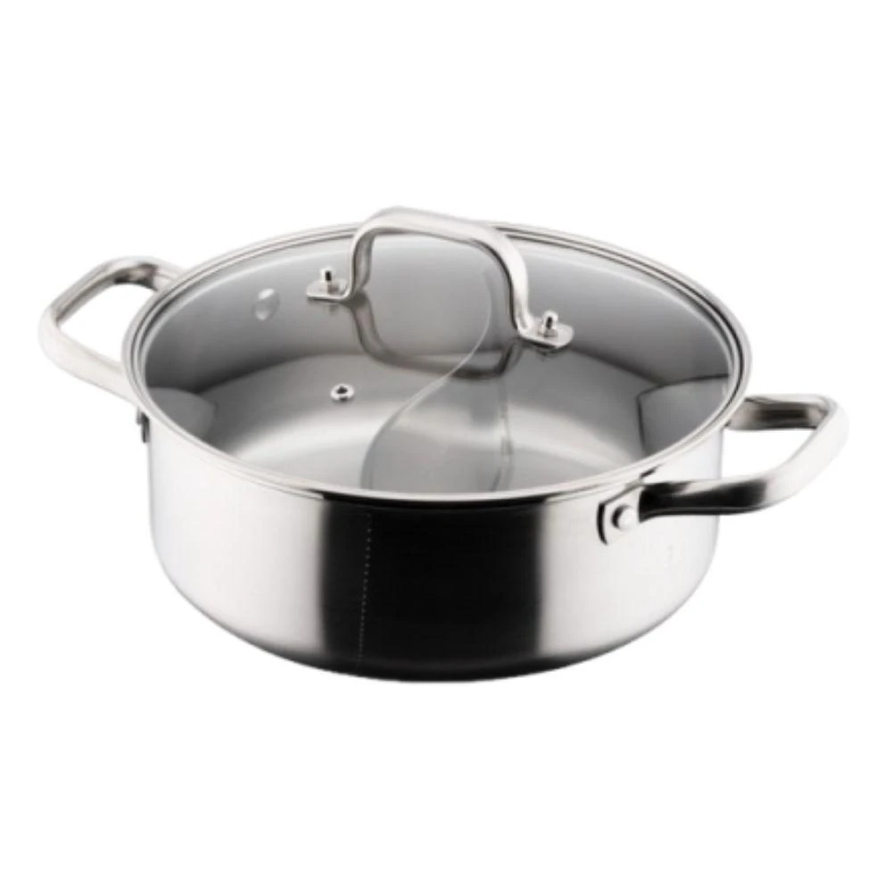 【CookPower 鍋寶】不鏽鋼鴛鴦火鍋 26cm SS-2600 配件附蓋、湯勺、漏勺