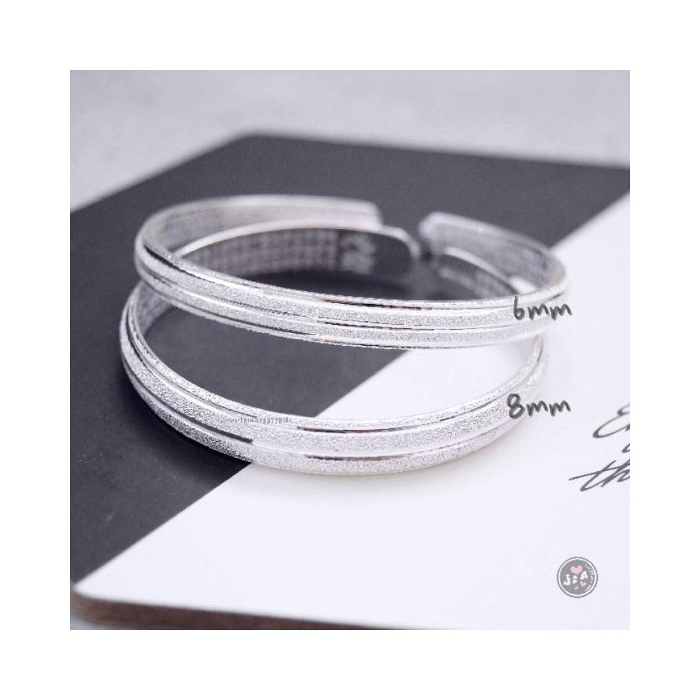 磨砂直條6/7/8mm 內刻心經純銀手環足銀手鐲足銀999.9