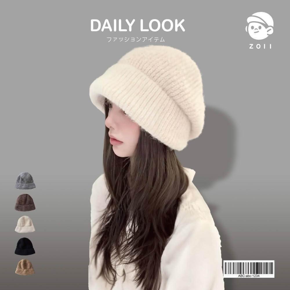 【ZOII 佐壹】大頭圍縮口設計毛線帽 大頭圍 保暖毛帽 羊毛帽 針織帽 保暖帽 秋冬帽 帽子#103085