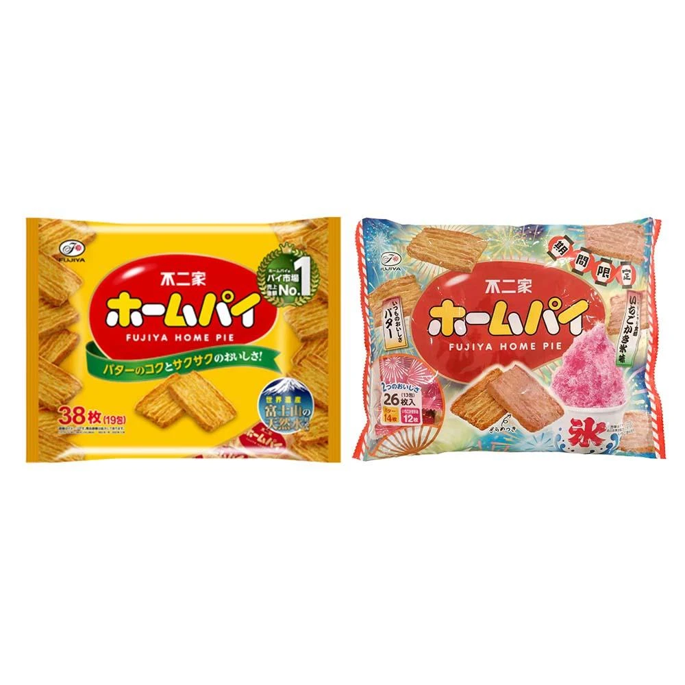 【Fujiya 富士箭】不二家 奶油千層派x38枚 / 杏仁千層派x20枚 / 奶油草莓刨冰千層派x26枚 袋裝 獨立包裝 隨手包