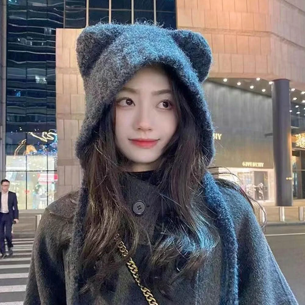 【D.studio】韓版復古針織毛帽 毛帽護耳兩用 帽子 保暖帽子 毛帽 女裝 保暖帽 護耳帽 N189