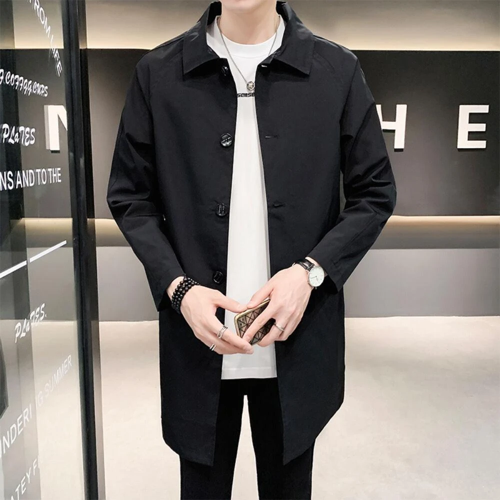 大衣男士商務風衣大衣男秋冬季新款輕商務休閑中年男士高檔短款西裝外套服裝內著男裝外套大衣西裝外套西服